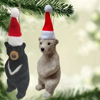 Bluethy Bear Doll Privjesak Božićni šešir simulacija polarnog medvjeda Grizzly lutka ukrasi ukrasi slatki smeđi sivi bijeli crni medvjed viseći ukras Božićno uređenje drva ukras
