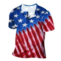 Košulje od 4. jula za muškarce kratki rukav gumb V-izrez Američka zastava Henley košulje Ljetna nezavisnost