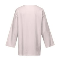 Košulje za čišćenje za muškarce V-izrez dugih rukava s dugim rukavima, čvrste majice, majice majice ružičasta m