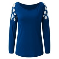 Kali_store Womens dukserica ženska majica s dugim rukavima V-izrez Osnovni slojevi rastezljivi majice plava, xxl