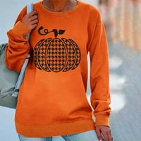 Zkozptok Ženska dukserica Fleece Pulover Pumpkin Graphic Print Dugih rukava Dame Danski vrhovi, narandžasti,