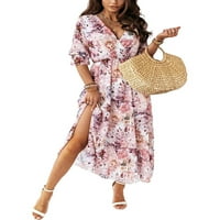 Havajska Holiday Boho Beach Cvjetni Split duga haljina za žene Dame Wrap Ljeto Paisley Holiday Maxi