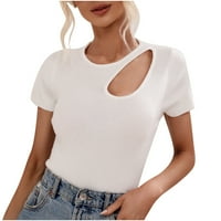 Passasso proljeće ljetne Y2K majice za žene kratki rukav rebra pletene tanke vitke boje Hallow out bluza od punog ulica
