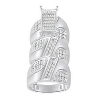 Bijeli prirodni dijamantski angažman i vjenčani trio prsten za prsten u 14k bijelo pozlaćeno srebro srebro, veličina prstena-5.5