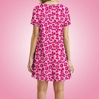 Giligiliso haljina za žene ružičaste modne večernje haljine Vintage Ispis kratkih rukava Crew Dress Dress Girls
