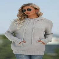 Dabuliu Dukseri za žene Slouchy Solid Casual Casual Loose Dugi rukav džep pulover džempere sa crtežom