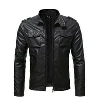 Mekach Muška kožna plus flis jakna, motociklistička jakna, topla kožna jakna