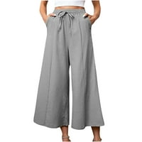Žene udobne joge atletske hlače Ljetna moda Solid Color Lounge Trendy za žene Široke kratke hlače Ležerne prilike za vježbanje duge hlače