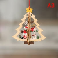 Nova godina 2D 3D božićni ukrasi Drveni viseći privjesci Xmas Tree Decor