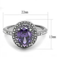 Luxe nakit dizajnira ženski prsten za angažovanje od nehrđajućeg čelika sa ametistom kubične cirkonije - veličine 7