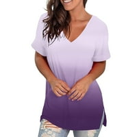 Ženska modna gradijentska bluza s bluzom s kratkim rukavima s kratkim rukavima V-izrez
