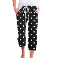 Capris za žene Ležerne ljeto, pamučne posteljine hlače nacrtavaju elastične pantalone Visoki čekići