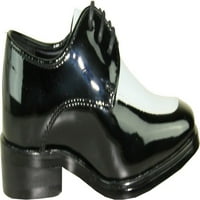 Muške tuxedo cipele tux-modni kvadratni nožni prst sa borim bez materijala crno-bijeli patent 8m