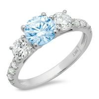 2ct okrugli rez plavi simulirani dijamant 18k bijeli zlatni angažman za angažman kamena prstena veličine