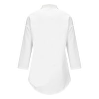 Ženska grafička gumba za ispis niz košulje dugih rukava Ležerne bluze na vrhu modne okupljene padajuće odjeće