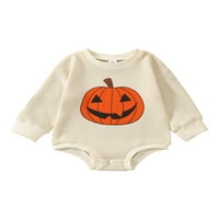 Binpure Newborn Baby Halloween Romper, dugih rukava bundeva otisak vafle pletene bodić pada odjeća