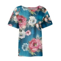 Ženski vrhovi Henley cvjetna bluza casual ženske ljetne majice kratkih rukava Multicolor S