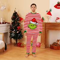 Nestašne božićne pidžame, smiješne božićne pidžame-zelene vilenje čudovište sa božićnim šeširima uzorak