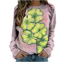 Štednja ženska majica sv .patricka majica za žene za žene Lucky Green Day Days Cosy Casual Classic Tops Clover Graphic Print Pulover CrewNeck majica Ružičasta m