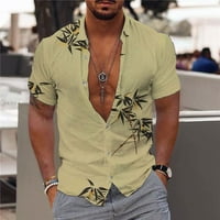 CLlios Havajske košulje za muškarce Cleariance Ljeto kratki rukav Ležerni majica dolje majica Velika i visoka tropska print plaža Aloha Top