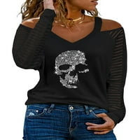 Žene Halloween van ramena Vruća s majicom s dugim rukavima V-izrez
