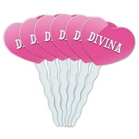 Divina Heart Love Cupcake Picks Toppers - Set od 6