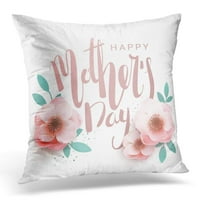 Bijela majka Sretan majčin dan elegantan natpisni natpis s cvijećem u ružičastim tonovima mama jastuk