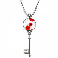 Crveni krug Cvijeće umjetno slikanje Privjesak Vintage ogrlica Srebrni ključ nakit