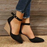 Sandale za žene zatvorene prste čvrste antilop šiljaste cipele s potpeticama debele dna