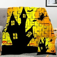 Halloween pokrivač s jastukom, uklet dvorac za dvorcu za sobu Paty Decor, 362,52x59 ''