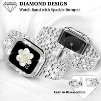 Kompatibilni Apple Watch Band Series 6 SE 1, dijamantski futrola + Ženska nakit Bling Rhinestone nehrđajući
