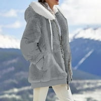 FOPP prodavač Ženska povremena puna boja labava plišana jakna sa džepovima svijetlo siva XL