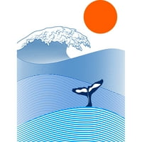 Whale na talasu Žene White Heather Grafički trkački trkački tenk - Dizajn od strane ljudi 2xl