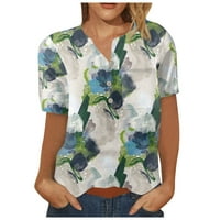 Plus veličine vrhova za žensku tipku bluza V-izrez tiskani kratki rukav višebojni 2xl