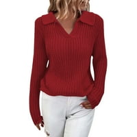 Dugi pulover za žene Plus size Modna odjeća Ženski ležerni džemper revel Solid Boja Slim Fit V izrez