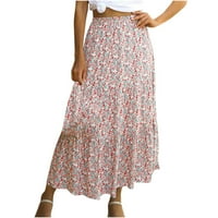 Scyoekwg suknje za žene Trendy Clearance Moda Printing Ležerne prilike ruževa Elastični struk Duge suknje