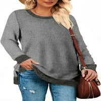 Ženske dugih rukava dugih rukava Boja blok Crewneck džemperi Tunike