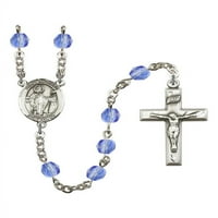 St. Richard srebrne krunice ružar rujan plave požarne polirane perle Crucifi Veličina medaljine šarm