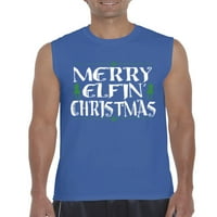 MMF - Muška grafička majica bez rukava - sretan božićni vilenjak u zelenom