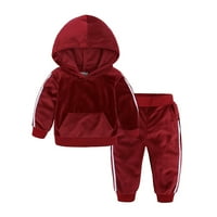 Toddler Baby Girl Boy Jesenska odjeća Velvet dugi rukav dugački dugi hlače Topla odjeća