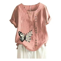 Floleo ženski vrhovi čišćenje ljeto o o-vrat kratkih rukava leptira od labave majice bluza