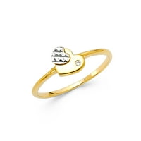 Jewels 14k Bijelo i žuto zlato Dva tona kubična cirkonija CZ Modna obljetni prsten veličine 10.5