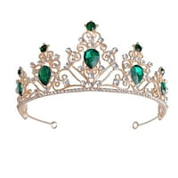 Rhinestone Wedding Tiara Gold Crown Royal Blue Crystali Polujcirsko održavanje za ceremoniju odraslih