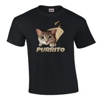 Smiješna purrito mačka u burrito grafičkim odraslim kratkim rukavima majica - mala crna