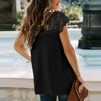 Blazyrey bluza za žene Ženska moda Elegantna čipka za vrat tiskani kratki rukav casual labav cool top crni xxl
