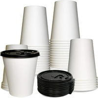 OZ za jednokratnu papir šalice za kavu sa crnim ravnim poklopcima, recikliranje vrućih hladnih pića