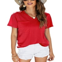 Avamo Žene Basic Solic Tunic Bluza Tunika kratkih rukava Boemska majica Summer Dame Prednja Pocket Beach Majica
