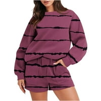 Homodles Womens Sweatsuits Sets - Dugi rukav Baggy CrewNeck Jesen Modni pulover Striped Ležerne duksere