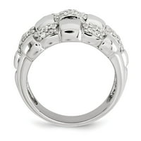 Čvrsta srebrna prstenaste prstenaste boje veličine 6