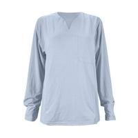 Majice Aaiaymet za muškarca i zimu Casual V izrez Čvrsta majica dugih rukava TOP BluZA